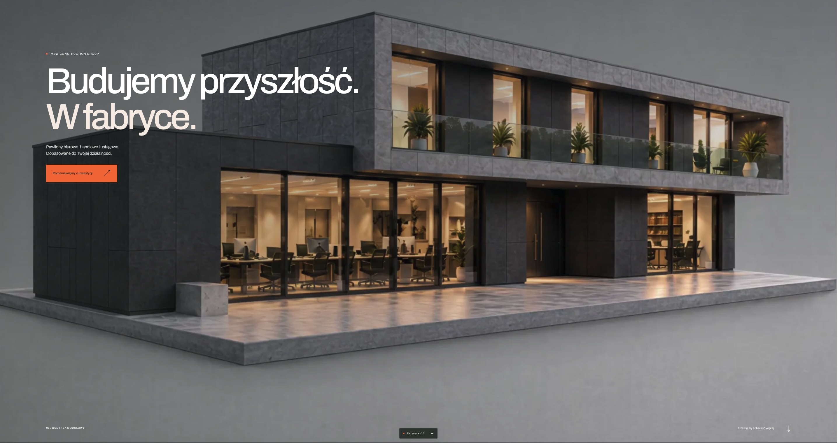Strona M&W Construction z budynkiem modułowym